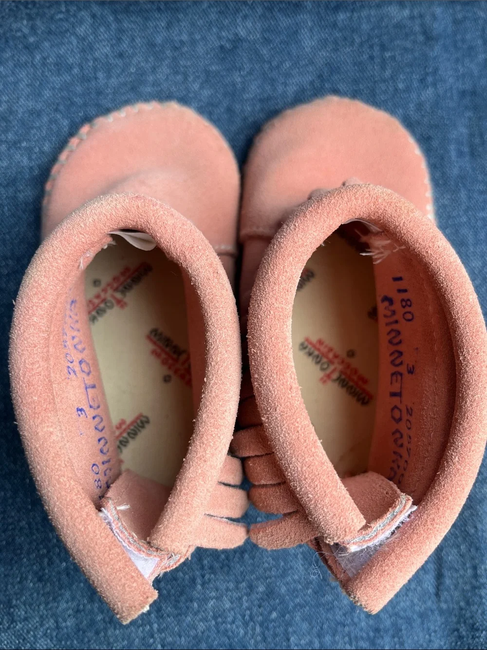 Infant Minnetonka Pink fringe Leather boots size 3
